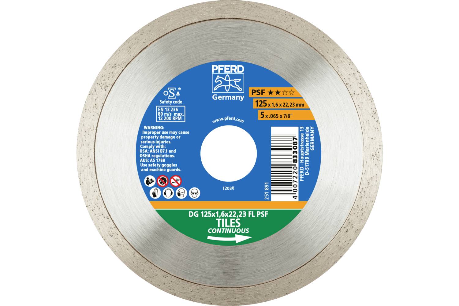 PFERD TOOLS 68300041 DG 125 x 1,6 x 22,23 FL PSF (ZA) Disque à tronçonner diamanté Diamètre 125 mm Ø de perçage 22.23 mm-0