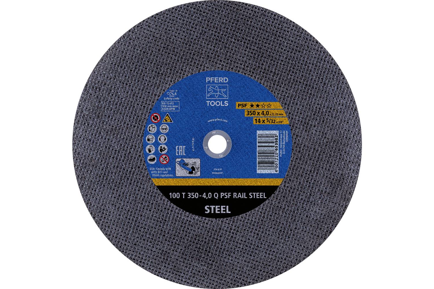 PFERD TOOLS 100 T 350-4,0 Q PSF RAIL STEEL/22,23 73001322 Disque à tronçonner 350 mm 10 pc(s)-0