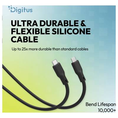 Digitus ad montre un câble en silicone flexible ultra résistant, affirmant une durabilité jusqu'à 25 fois supérieure et une durée de vie en flexion de 10 000+ cycles.