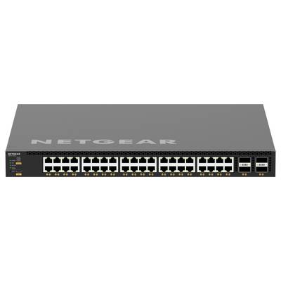 Vue de face d'un commutateur réseau NETGEAR avec plusieurs ports Ethernet et voyants d'état, utilisé pour connecter des appareils filaires à un réseau.