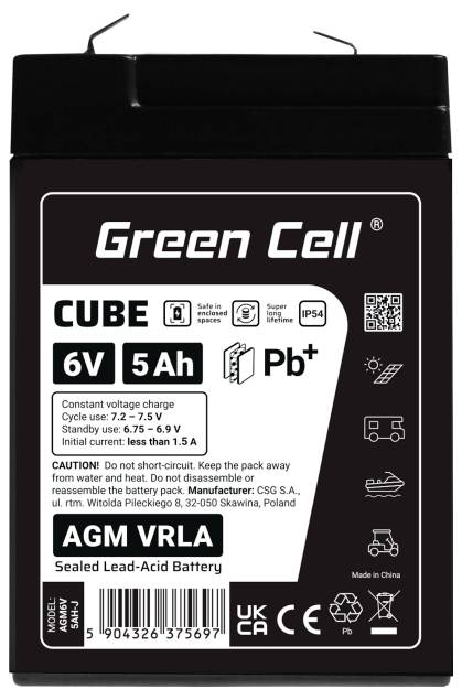 Green Cell GC-AGM6V5AH-J Batterie au plomb plomb (AGM) 5 Ah 6 V 1 pc(s)-4