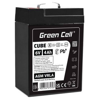 Green Cell GC-AGM6V4AH-J Batterie au plomb plomb (AGM) 4 Ah 6 V 1 pc(s)-0