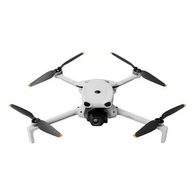 Drone quadcoptère blanc avec caméra montée dessous, présenté sur un fond blanc uni.