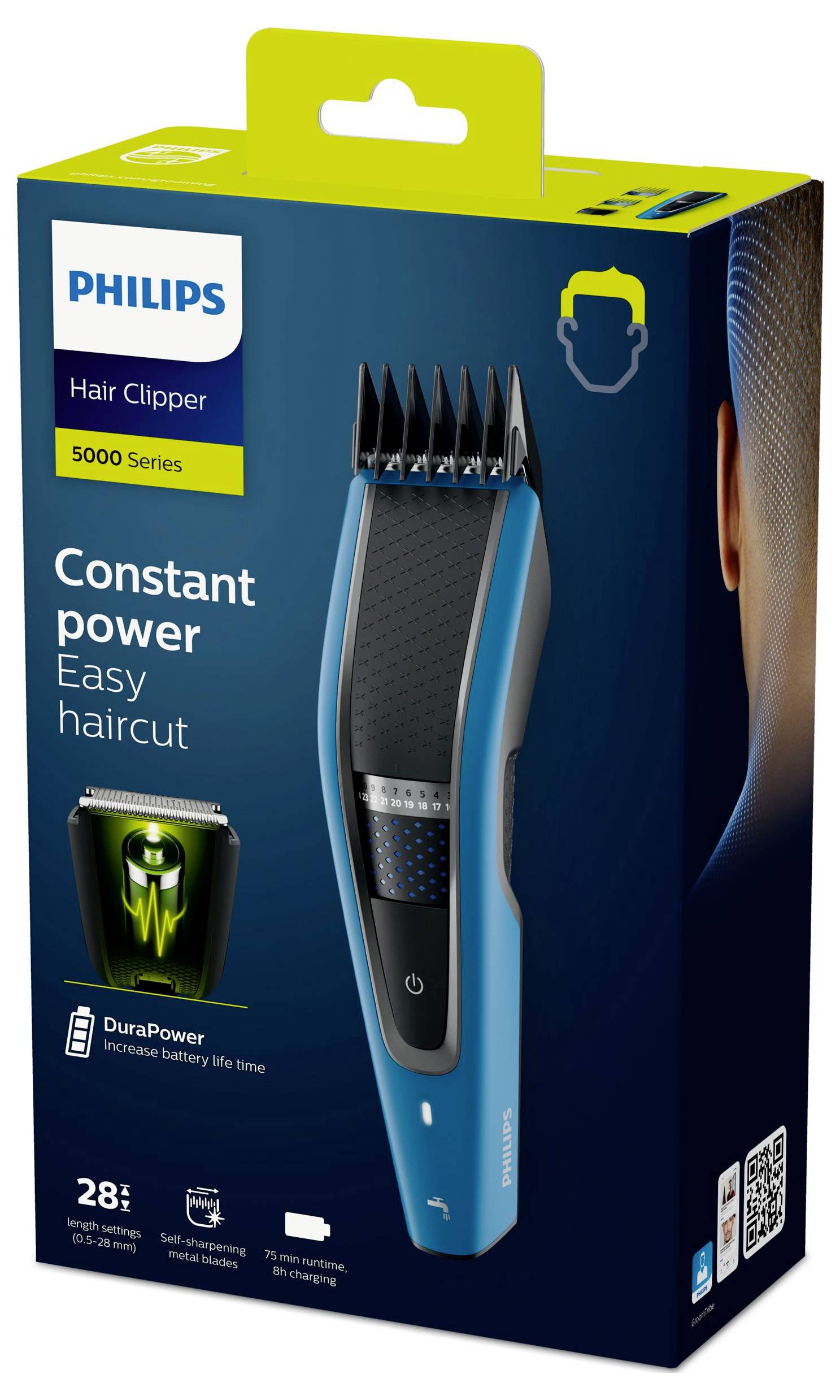 Philips Hairclipper series 5000 Tondeuse à cheveux lavable noir, bleu-18