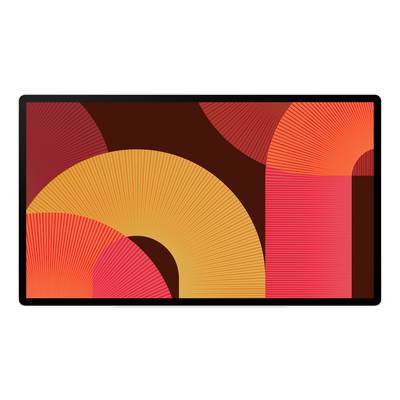 Gros plan d'un échantillon de surface pierre circulaire avec un bord texturé moucheté et un texte d'étiquette imprimé partiel incluant « MARBRE ».