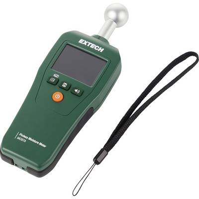 Humidimètre portatif Green Extech avec sonde capteur, écran, boutons et sangle poignet.