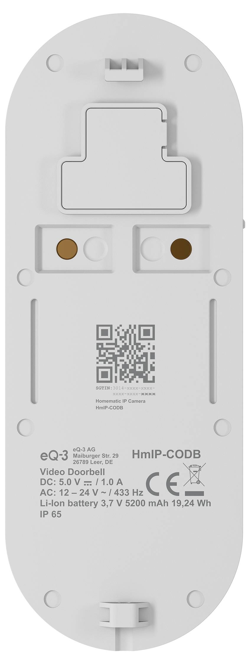 Caméra de sécurité intérieure Homematic IP blanche avec lentille circulaire noire sur une petite base