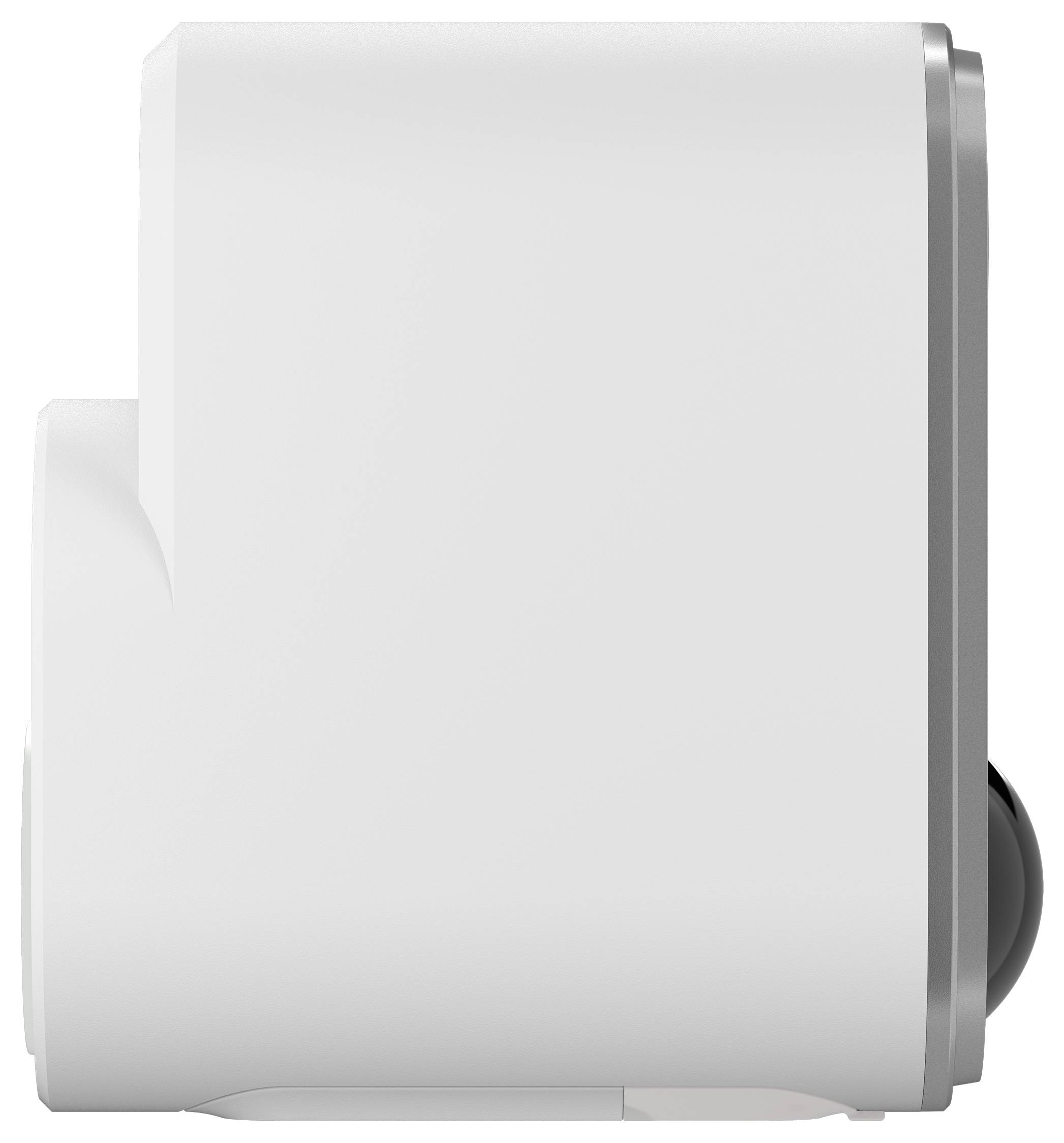 Thermostat blanc monté au mur ou unité de contrôle présenté en vue latérale sur un fond uni.