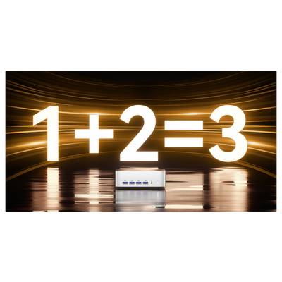 Panneau arrière d'un ordinateur compact avec prise d'alimentation, ports HDMI 4K, deux ports Ethernet 2.5G, deux ports USB-A et un port USB haute vitesse.