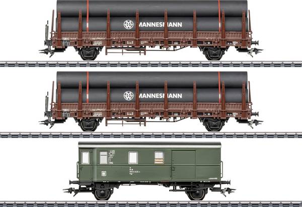 Märklin 046569 Wagon à ranchers CA Set 2 avec chargement de tubes en acier