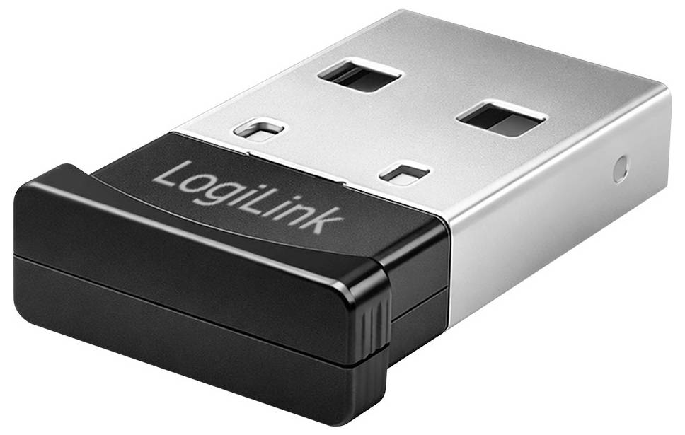 Dongle adaptateur USB sans fil LogiLink noir et argenté présenté sur un fond blanc.