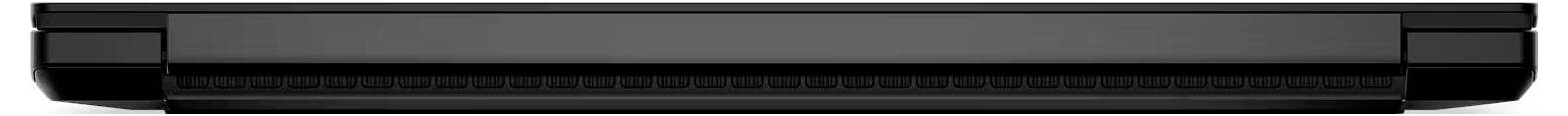 Vue latérale d'un ordinateur portable noir fermé avec le couvercle fermé.