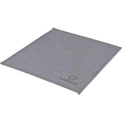 Tapis pour animaux de compagnie rectangulaire gris avec des bords piqués et un logo « renkforce » près d'un coin, présenté sur un fond blanc.