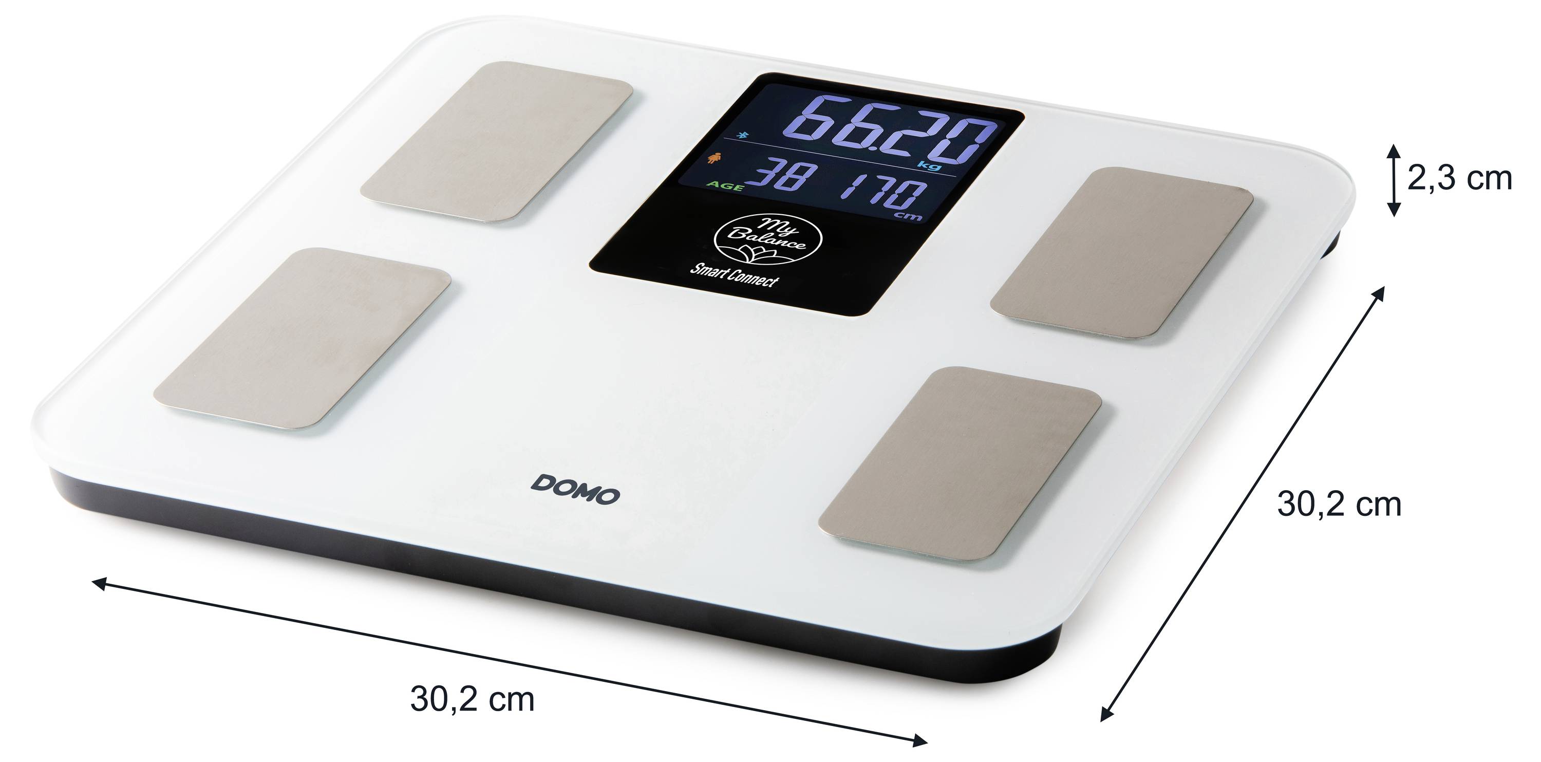DOMO Balance d'analyse corporelle DO9305W numérique Plage de pesée (max.)=180 kg blanc-2