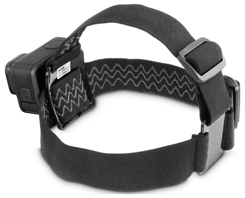 Lampe frontale noire ajustable avec sangle élastique et bloc lumineux monté latéralement, présentée sur un fond blanc.
