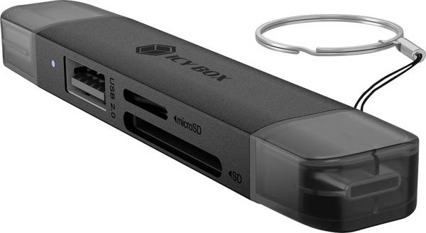 ICY BOX  IB-CR203-CU3  Lecteur de carte mémoire externe    USB 3.1 (Gen 1), USB-C® (USB 3.2 Gen 1), USB 2.0  noir