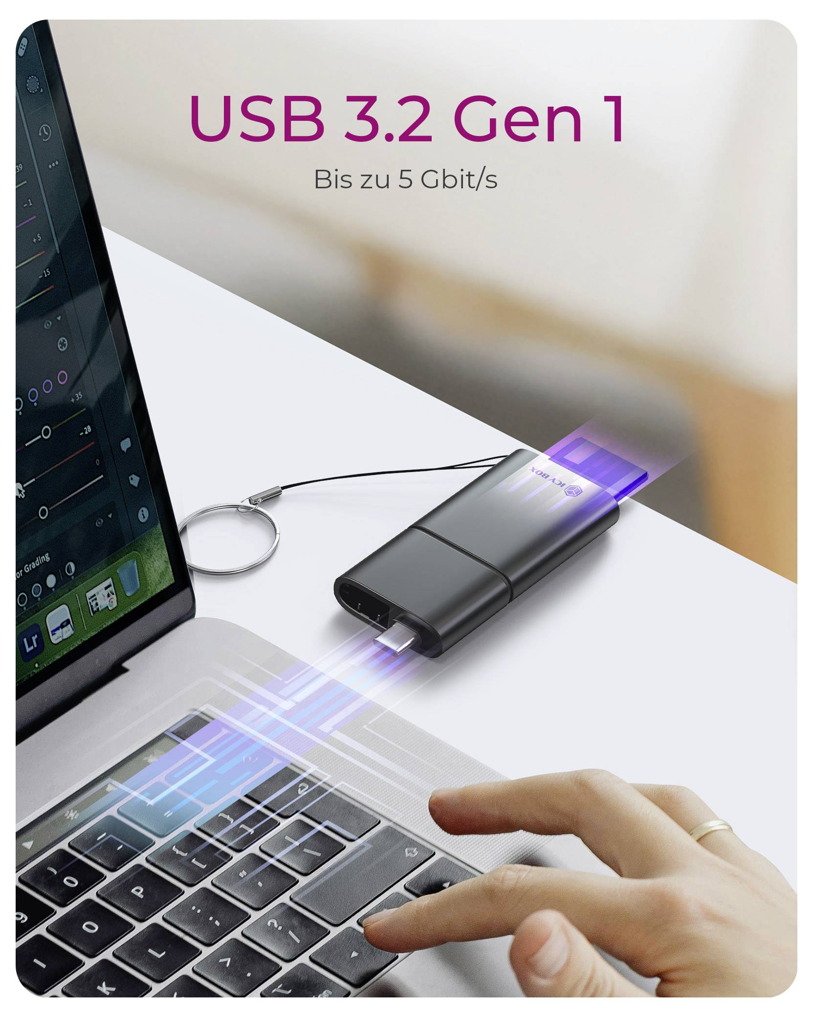 ICY BOX IB-CR204-CU3 Lecteur de carte mémoire externe USB 3.1 (Gen 1), USB-C® (USB 3.2 Gen 1) noir-5