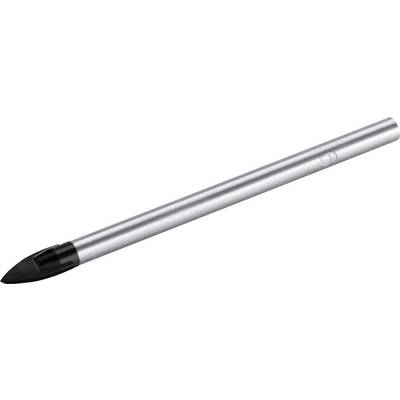 Stylo pinceau argenté avec embout noir sur fond blanc.