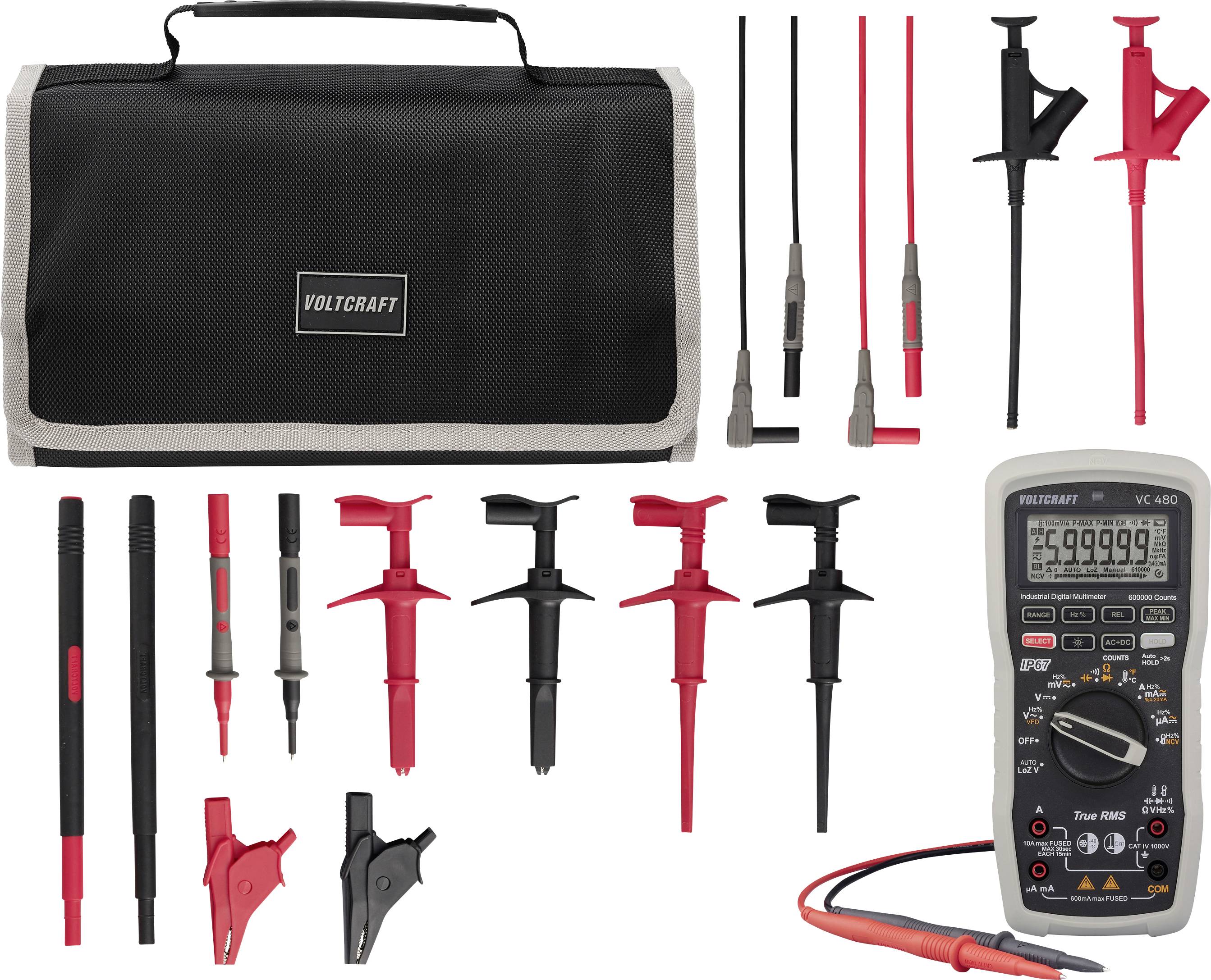 Multimètre VOLTCRAFT VC-480 avec câble de mesure MLSet-100 et poche-0