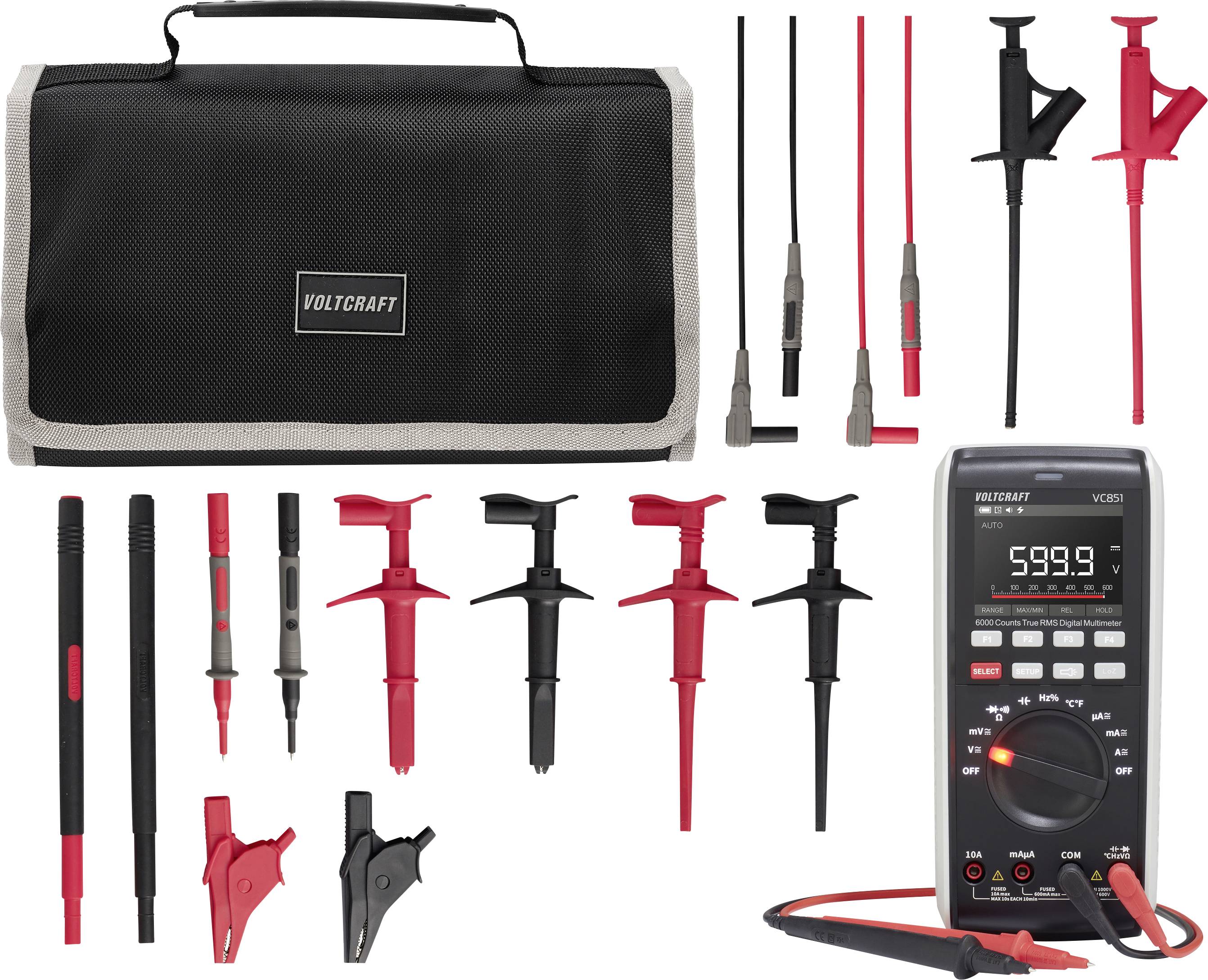 Multimètre VOLTCRAFT VC-851 avec câble de mesure MLSet-100 et poche-0