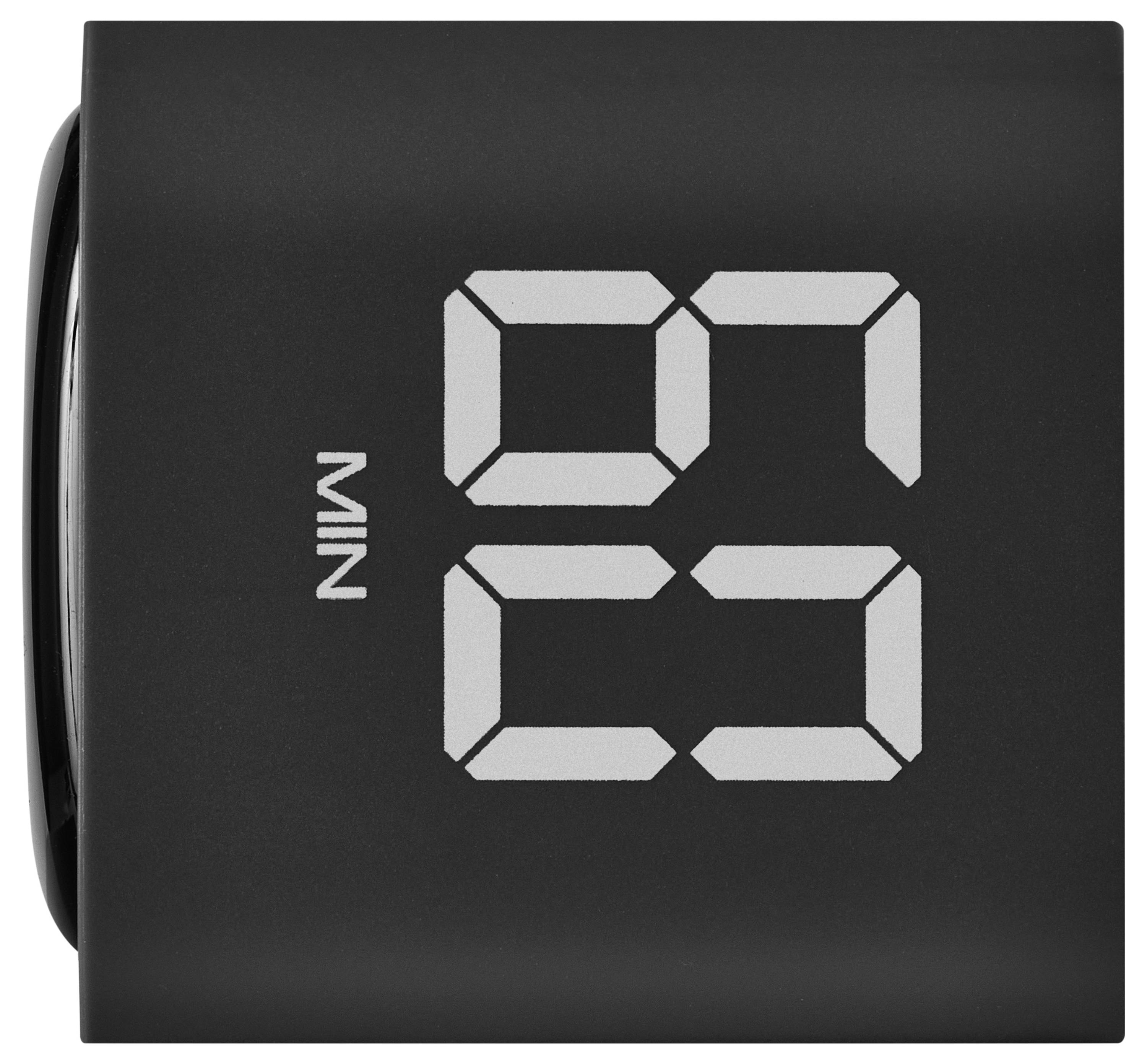 Affichage numérique noir de minuteur ou chronomètre affichant « MIN » et un grand nombre segmenté 83 sur un appareil carré.