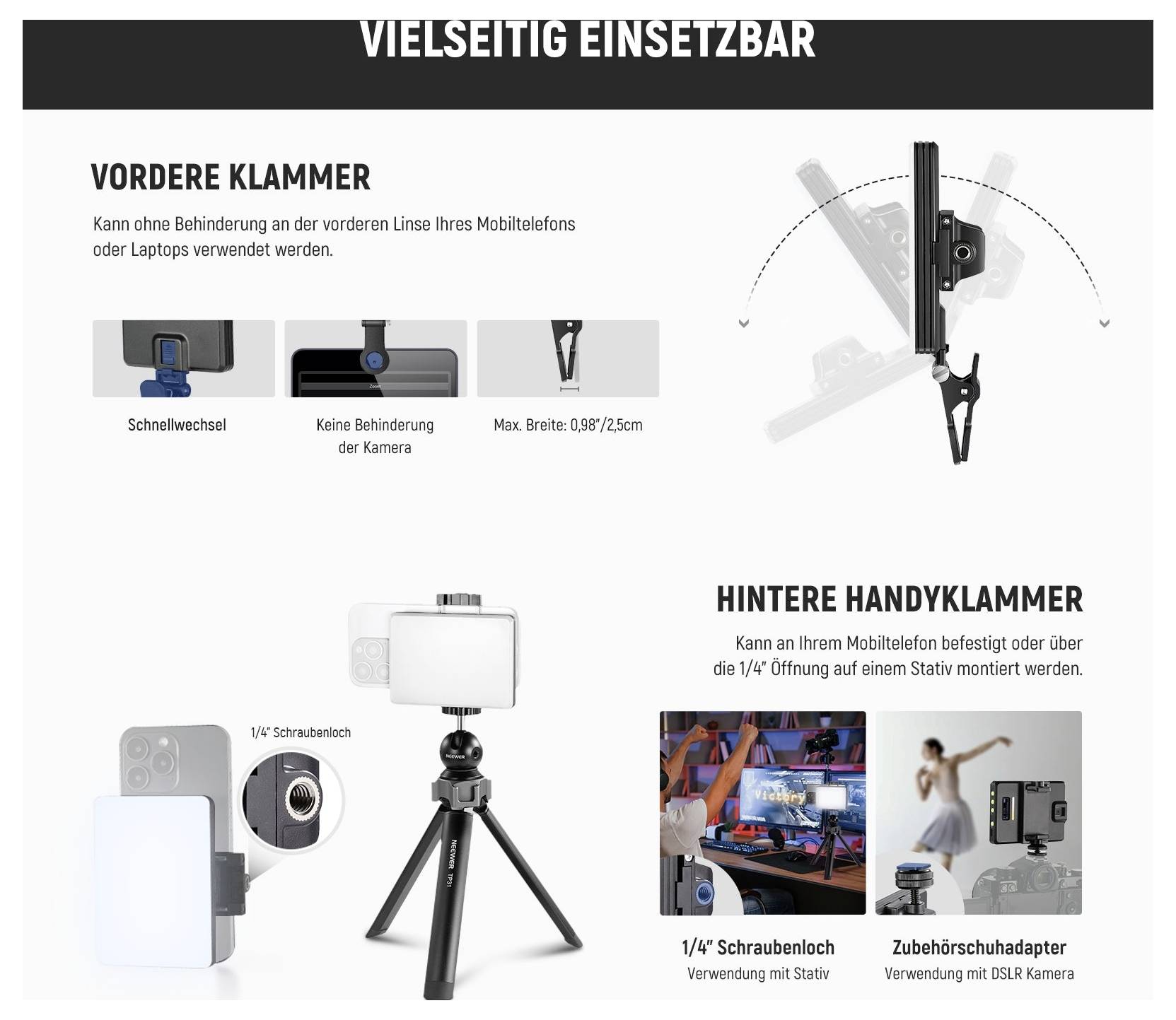 Neewer VL67B Lampe flash LED pour smartphone Nombre de LEDs=80 bicolore-5