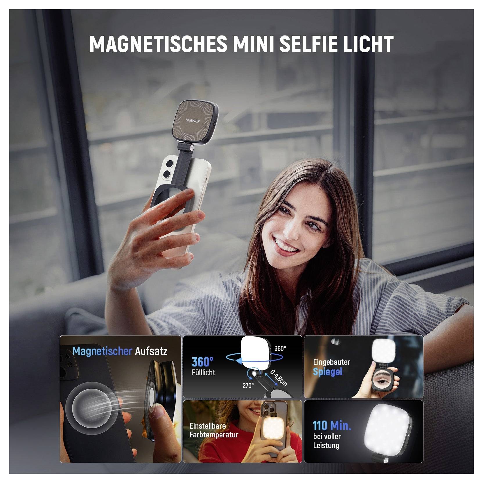Neewer NL48B Lampe flash LED pour smartphone Nombre de LEDs=48 bicolore-2