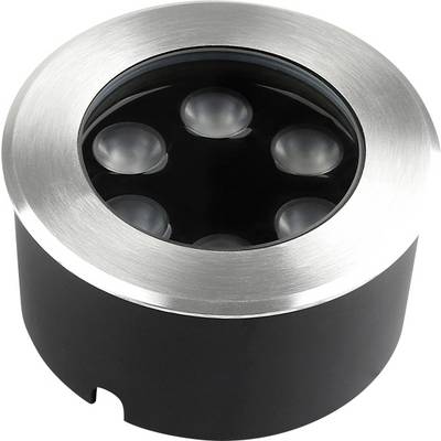 Luminaire d'extérieur rond noir avec bague chromée brossée et cinq lentilles LED