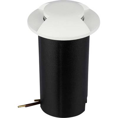 Luminaire de voie en saillie cylindrique noir avec dôme argenté et câble d'alimentation apparent.