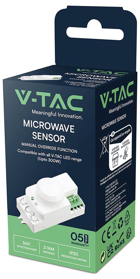 V-TAC 1446 Capteur à micro-ondes 360 ° blanc IP20-1