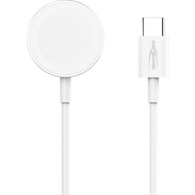 Puck de charge sans fil magnétique blanc avec câble attaché montré de face et de dos, présentant un connecteur USB-C et une marque « ANKNAN » orientée verticalement.