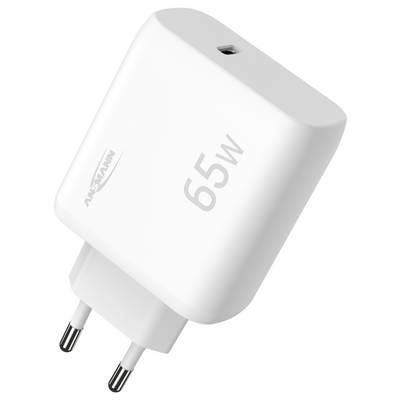Chargeur mural USB blanc 65W avec deux broches de prise européenne rondes