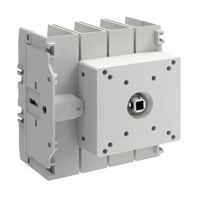 Module de dispositif électrique gris avec une plaque frontale carrée et une ouverture de prise centrale, présenté en vue latérale sur un fond blanc.