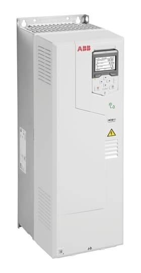 Unité variateur de fréquence industrielle ABB avec affichage et boutons de contrôle sur le panneau avant.
