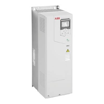 Unité variateur de fréquence industrielle ABB avec affichage et boutons de contrôle sur le panneau avant.