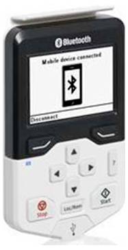 L'écran de l'appareil portable Bluetooth affiche « Appareil mobile connecté » avec un symbole Bluetooth et une option « Déconnecter ».