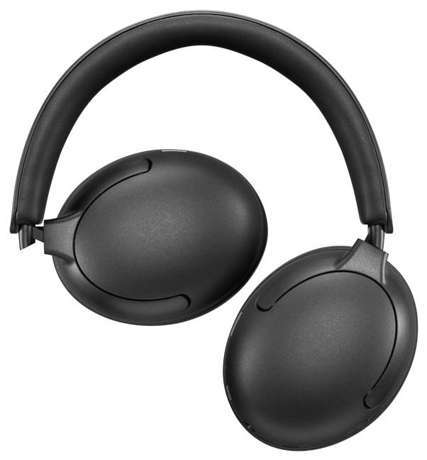 Casque-écouteurs noir supra-auriculaire avec arceau rembourré, présenté en isolation sur fond blanc.