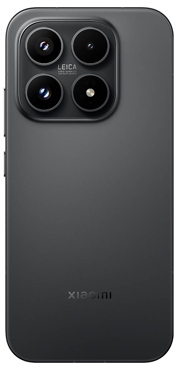 Dos d'un smartphone Xiaomi gris foncé avec un module de caméra Leica carré contenant quatre objectifs et un flash.