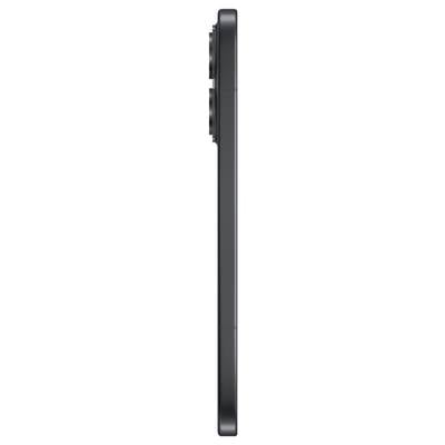 Vue latérale d'un smartphone noir élancé, montrant son profil fin et ses boutons latéraux.