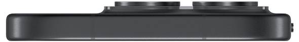 Vue latérale d'un smartphone noir avec deux objectifs de caméra arrière visibles le long du bord supérieur.