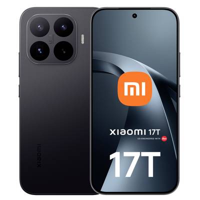 Avant et arrière d'un smartphone Xiaomi 17T, montrant un grand module de caméra arrière et l'écran avec le logo Xiaomi et l'image de marque « 17T ».