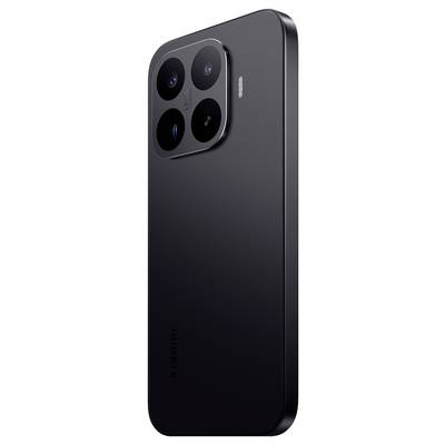 Vue arrière d'un smartphone Xiaomi noir avec un module de caméra triple carrée et un flash dans le coin supérieur gauche.