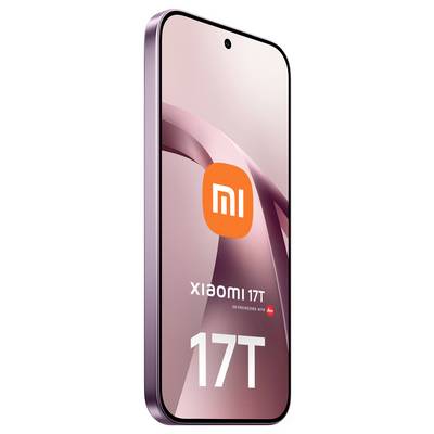 Un smartphone Xiaomi 17T présenté de face avec un écran rose, le logo Xiaomi et le texte « 17T » sur l'écran.