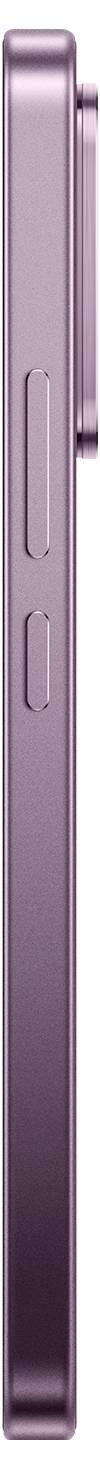 Vue latérale d'un smartphone violet fin montrant son profil mince avec les boutons de volume et latéraux.
