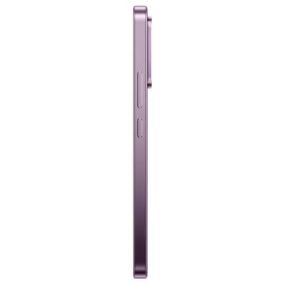 Vue latérale d'un smartphone violet fin montrant son profil mince avec les boutons de volume et latéraux.