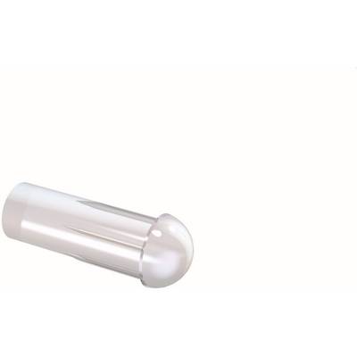Une batterie cylindrique métallique avec une extrémité arrondie, présentée sur un fond blanc.