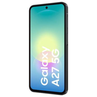 Vue de face d'un smartphone Samsung Galaxy A27 5G avec un écran dégradé coloré et une caméra à poinçon centrée.