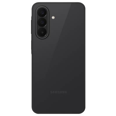 Vue arrière d'un smartphone Samsung noir avec un module de triple caméra arrière et un flash dans le coin supérieur gauche.