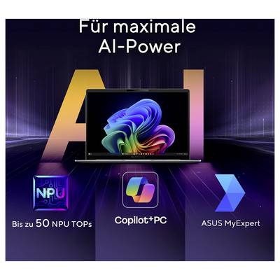 Asus Notebook 35.6 cm (14 pouces) WQXGA AMD Ryzen AI 9 HX 470 64 GB RAM 1 TB SSD allemand, QWERTZ AMD AMD Radeon gris 90-11