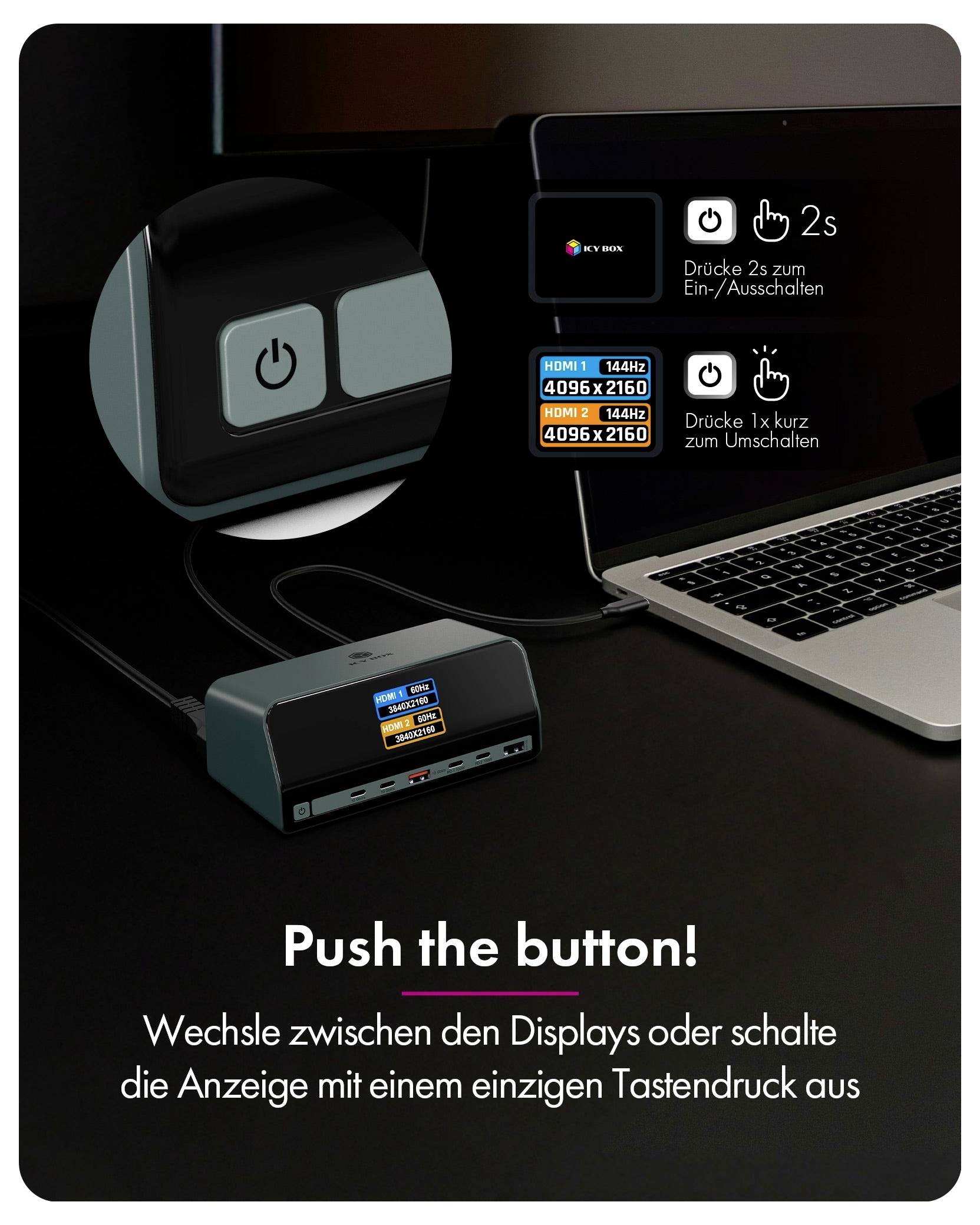ICY BOX Station d'accueil USB-C® Heart Dock 2300 écran intégré, alimentation USB-C®-17